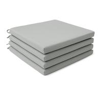 4Pcs Dining Garden Chair Seat Pads with Ties for Kitchen, Living Room, Patio, Office - Indoor Outdoor Foam Cushions with Removable Covers (Silver Grey)