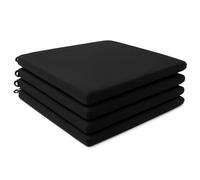 4Pcs Dining Garden Chair Seat Pads with Ties for Kitchen, Living Room, Patio, Office - Indoor Outdoor Foam Cushions with Removable Covers (Black)