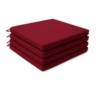 4Pcs Dining Garden Chair Seat Pads with Ties for Kitchen, Living Room, Patio, Office - Indoor Outdoor Foam Cushions with Removable Covers (Burgundy)
