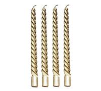 4Pcs Dinner Candle, 8 inch Assorted Colors Taper Twisted Spiral Long Candles for Dinner Dining Table Wedding Party Home Decor Candle Golden