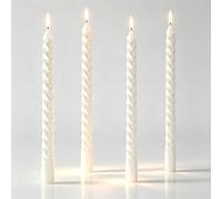 4Pcs Dinner Candles, 10'' Twisted White Candles, Long Taper Candles, Smokeless Dripless Elegant Table Candle Sticks for Wedding Christmas Birthday Party Home Decor, 25 cm /10 inch