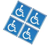 4pcs Disabled Wheelchair Stickers Blue PVC Adhesive Signs for Doors | Symbols, Removable without Damage, Weather Use, Ramps and Access Paths, Indoor