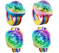 4PCS Disco Ball Lamp Rechargeable Voice Control LED Wristband with Sucker Strap for Car Room Party