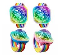 4PCS Disco Ball Wristband, LED Stage Light Watch with Sound Activated, Disco Ball Light, Shiny Disco Light, Portable Lighted Bracelet, Rechargeable Colorful Flashing Atmosphere Lights