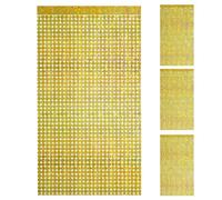 4pcs Disco Foil Curtain, 6.6x3.3 Feet Disco Curtain Backdrop Small Square Shape Disco Sequin Backdrop Curtain for Disco Theme Party Birthday Bachelorette (Gold)