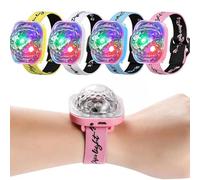 4pcs Disco Light - Sound Activated LED Stage Light Watch | Rechargeable Ball USB Disco Light Up Bracelet | Lamp Night Strobe Watch Bracelet USB Charging Voice Controlled with Suction Cup