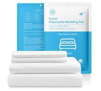 4PCS Disposable Bed Sheets for Travel, King Size Hotel Bedding Set with 1 Quilt Cover + 1 Fitted Sheet + 2 Pillowcases - Portable Sleep Solution for Business Trips, Spa & Camping (1Pack (King Size))