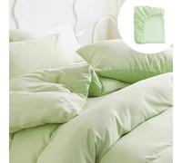 4Pcs Disposable Travel Bedding Set Large Size Bed Linens, Non-Woven Travel Linens: including One Bedsheet, One Quilt Cover, Two Pillowcases,Breathable for Hotel, Camping, Hospital (Green)