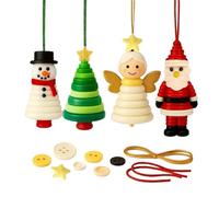 4PCS DIY Button Christmas Ornament Kit,Handmade Stacked Colorful Buttons,Hanging Pendant Decoration Windowsills,DIY Christmas Button Ornament Making Kit(Snowman+Santa Claus+Angel+Christmas Tree)