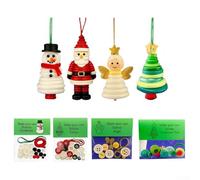 4pcs DIY Christmas Button Decoration Tree Hanging Pendant Set Snowman Angel Santa Claus Acrylic Craft Kit Holiday Ornament Making Festive Home Party Supplies Family Kids Adults