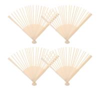 4pcs DIY Folding Fan Frame Wooden Hand Fan Making Rib | Blank Unfinished Surface, Predrilled Holes, Smooth Foldable Build, Classic Asian Style for Craft Glue