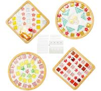 4Pcs DIY Mosaic Coasters Kit,Glass Tile Coasters with Bamboo Cup Pad for Crafts,Mixed Color Mosaic Kit for Adults,Handmade Making Set for Home Decoration Birthday Present(Pink)