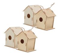 4pcs DIY Painted Bird House Kits for Unpainted Wooden Bird Houses for Crafting Fun Creative Outdoor Decor for Imagination Development Hand Eye Coordination Activities