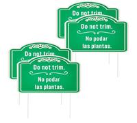 4pcs Do not Trim Yard Signs with Stakes, 9.84x5.91 Inch Corrugated Plastic Yard Signs Waterproof Keep Off Grass Sign for Garden Yard Decoration (Green)