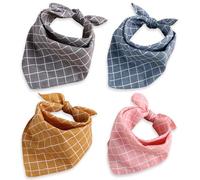4Pcs Dog Bandana for Small Medium Large Dogs, Summer Dog Bandana Cat Dog Kerchief Dog Triangle Bibs Scarf Adjustable and Washable Dogs Decoration Accessories for Dog Cats Puppy (One Size, Checkered)