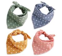 4Pcs Dog Bandana for Small Medium Large Dogs, Summer Dog Bandana Cat Dog Kerchief Dog Triangle Bibs Scarf Adjustable and Washable Dogs Decoration Accessories for Dog Cats Puppy (One Size, Polka Dots)
