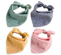 4Pcs Dog Bandana for Small Medium Large Dogs, Summer Dog Bandana Cat Dog Kerchief Dog Triangle Bibs Scarf Adjustable and Washable Dogs Decoration Accessories for Dog Cats Puppy (One Size, Floral)