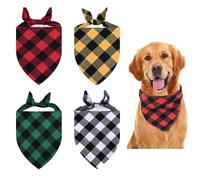 4pcs Dog Bandana Pet Scarf Saliva Triangle Bibs Handkerchief Christmas Classic Plaid Pet Costume Accessories Decoration for Small Medium Large Dog and cat