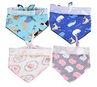 4Pcs Dog Bandana, Print Dog Bandana, Dog Scarf, Triangular Bibs, Dog Scarf Triangle Adjustable Breed Puppy Bandana Bib Handkerchief for Large Medium Girl Boy Dogs Pets Gifts (L)