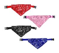 4PCS Dog Bandanas Adjustable Washable Neckerchiefs for Small to Medium Dogs and Cats - Triangle Shaped Pet Apparel with Boho Floral Pattern