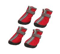 4Pcs Dog Booties, Dog Hiking Shoes with Reflective Strips, Rubber Soft Sole Skid Puppy Shoes for Outdoor Sport and All - Weather Walks (1#)