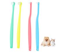 4pcs Dog & Cat Toothbrush, Round & Pointed Soft Bristle Pets Toothbrush Micro Head Kitten Teeth Cleaning Brush Dental Care for Puppy Kitty Reduce Plaque Tartar Formation & Bad Breath (Color 2)