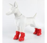 4PCS Dog Cold Weather Warm Shoes with Insoles,Winter Waterproof Anti-Slip Pet Cotton Shoes Dog Paw Protector Cover,Soft Durable Dog Outing Walking Boots for Puppy Small Medium Dog_L(Red)