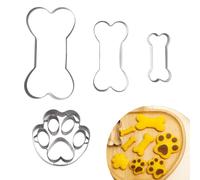 4Pcs Dog Cookie Cutter Set, Stainless Steel Dog Bone & Paw Print Biscuit Molds for Baking DIY Fondant, Dough, Pastry, Cake Decorating Tools