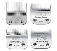 4pcs Dog Grooming Blades Compatible with Andis Dog Clippers,Detachable Ceramic Blade & Stainless Steel Blade (3FC+4FC+5FC+7FC)