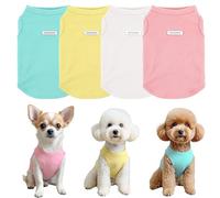 4Pcs Dog Shirt Dog Summer Clothes Sleeveless Doggy T-Shirt Colorful Puppy Tank Tops Breathable Vest Tshirts for Small Medium Dogs Cat Clothing (4pcs(Yellow+White+Green+Pink), S(1.5-2.5kg))