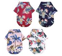 4pcs Dog Shirt Short Sleeve Hawaiian Puppy Cat Shirt Hawaiian Dog Shirt Cool Summer Beach Shirt Clothes for Small to Medium Puppy Cats- XL