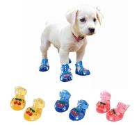 4Pcs Dog Shoes for Summer - Adjustable Velcro Breathable Jelly Sandals for Small Dogs,Non-Slip Sole Protects Paws from Hot Pavement - Cute Fisherman Puppy Booties Fits Bichon,Poodle,Pomeranian (1-6#)