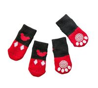 4PCS Dog Socks,Cute Anti-Slip Pet Floor Socks,Knitting Cat Dog Paw Protectors Cove for Indoor Outdoor Hot Pavement Hardwood Floor Protection_L(Red 2)