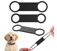 4PCS Dog Tag Silicone Replacement Band, Slide on Dog Tag Holder, Silent Noiseless Pet ID-Tag Holder, Personalized Name ID Pet Tags Holders for Puppy, Kitten, Small, Dogs and Cat (S/L Size, Black)
