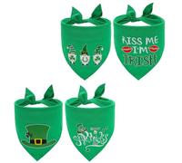 4pcs Dog Triangle Scarf St Patrick's Day Pattern Cotton Green PET | Safe Comfortable Breathable Skin Friendly, Daily Life Wear, Puppy and Cat Costume Accessories