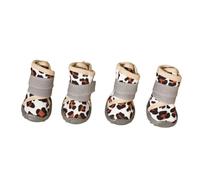 4PCS Dog Winter Boots,Water-Resistant Dog Snow Anti-Slip Warm Shoes with Thick Fleece Lining,Plaid/Leopard/Mahjong Prints Pet Paw Protect Indoor Outdoor Walking Shoes_4#(White Leopard Print)