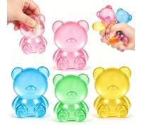4Pcs Doh Gummy Bear Squishy Toys, Squishy Bear Stress Relief Fidget Toys, Slow Rising Sensory Squeeze Toys for Autism ADHD Anxiety Relief, Party Favors for Kids and Adults (B)