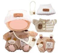 4Pcs Doll Clothes & Accessories for 17cm Dolls, Doll Outfits Set with Hat Sweater Backpack for Girls Kids Birthday Holiday Present（No Doll）