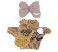 4pcs Doll Clothes, Cute Bow Sweater Scarf Packet Crochet Clothes Set Stylish Dress Up Clothing Set Outfit with Accessories for 6.7 in Doll