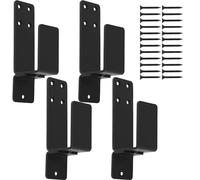 4Pcs Door Barricade Brackets for 2 x 4 Lumber, Carbon Steel Door Security Bar Holder Anti-Rust U Shaped Brackets with Screws, Door Barricade Clamps for Home Barn Shed Garage Door Reinforcement(Black)