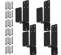4Pcs Door Barricade Brackets for 2x4 Lumber Carbon Steel Door Bar Holder Security Door Locks Brackets Reinforcement for Home Barn Garage Gate(black)