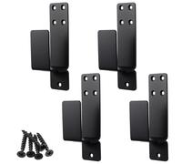4PCS Door Barricade Brackets Heavy Duty Upgraded Door Bar Holder Brackets for Home Security Suit for 2x4 Lumber Black