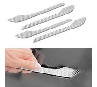 4PCS Door Handle Cover Compatible with Tesla Model 3 (2019-2025) Highland Model Y (2020-2026) Juniper Real Carbon Fiber Sticker Wrap Covers Exterior Trim Door Sill Protector Accessories (Silver)