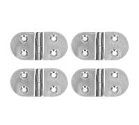 4PCS Door Hinge Silver, Oval 316 Stainless Steel Hinges, Proof Thickened Nautical Hinge for Yacht, Marine Grade Mirror Finish Hinges with 4 Holes for Ship Cabinet Flap