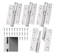 4Pcs Door Hinges 3 inch, 76mm Rising Butt Lift Off Hinge 304 Stainless Steel Self Closing Hinge with Screws for Door Case Lid Wooden Box Chest (2× Left, 2× Right)