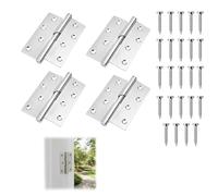 4Pcs Door Hinges 3 inch, Stainless Steel Rising Butt Lift Off Door Hinge, Self Closing Hinge with Screws for Internal External Door Cabinets Wooden Box Chest(LH Inswing/RH Outswing Hinge)