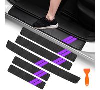 4PCS Door Sill Guard Decoration Stickers Dodge Charger Challenger Durango Journey Universal Fit to All Dodge Cars Fiber Leather Door Sill Protector (Purple Trim)