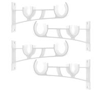 4pcs Double Curtain Rod Support Bracket, Iron Wall Mount Holder White