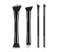 4Pcs Double Ended Cosmetic Brushes Foundation Powder Eyeshadow Blender Face Eye Makeup Set,Black,4pcs