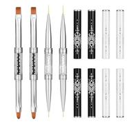 4Pcs Double Ended Nail Art Brushes Hard Gel Nail Brush Builder Gel Brush Oval Gels Nails Brushes with Rhinestone Handle for Design Nails